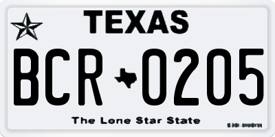 TX license plate BCR0205