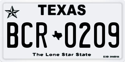 TX license plate BCR0209