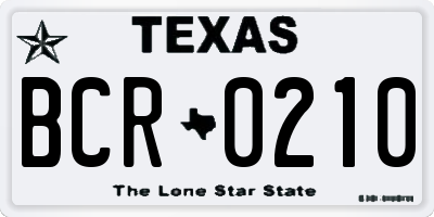 TX license plate BCR0210