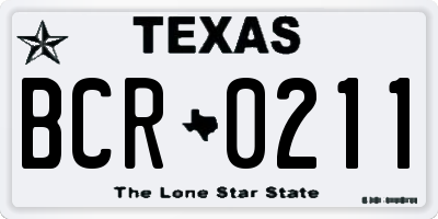 TX license plate BCR0211