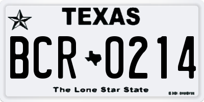TX license plate BCR0214
