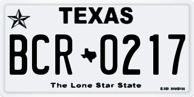 TX license plate BCR0217