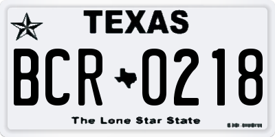 TX license plate BCR0218