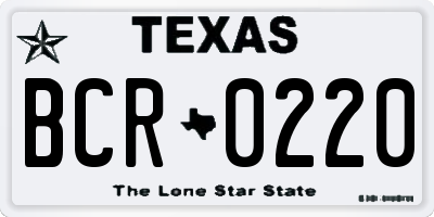 TX license plate BCR0220