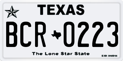 TX license plate BCR0223