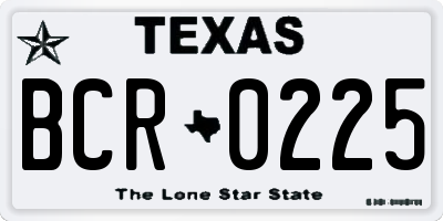 TX license plate BCR0225