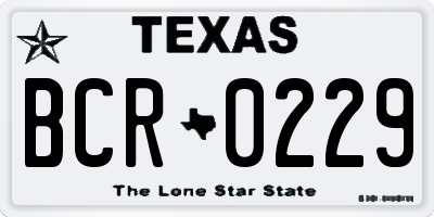 TX license plate BCR0229