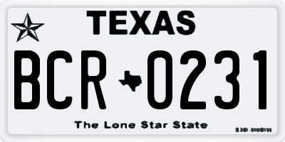 TX license plate BCR0231