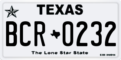 TX license plate BCR0232