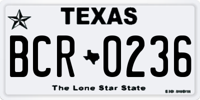 TX license plate BCR0236