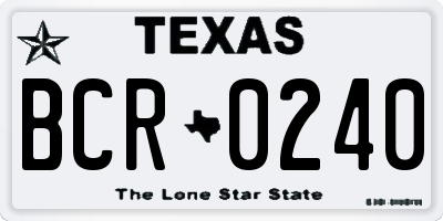 TX license plate BCR0240