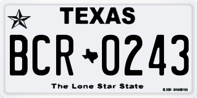 TX license plate BCR0243