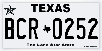 TX license plate BCR0252