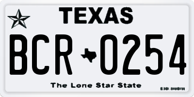 TX license plate BCR0254