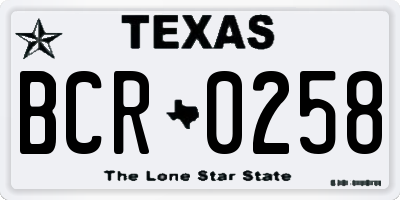 TX license plate BCR0258