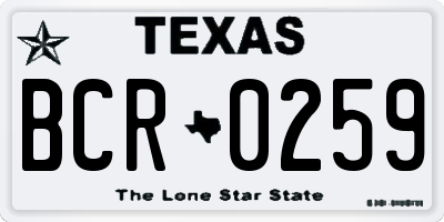 TX license plate BCR0259