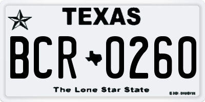 TX license plate BCR0260