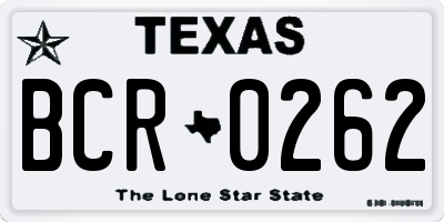 TX license plate BCR0262