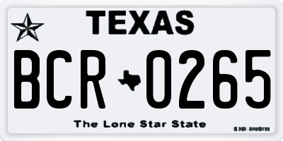 TX license plate BCR0265