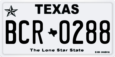TX license plate BCR0288