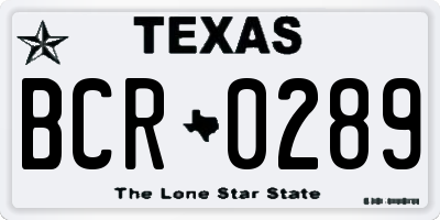 TX license plate BCR0289