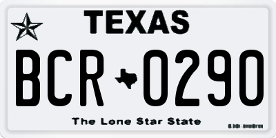 TX license plate BCR0290