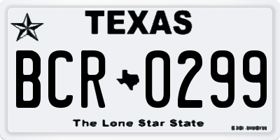 TX license plate BCR0299