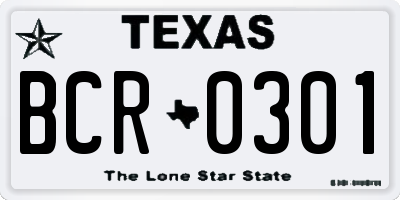 TX license plate BCR0301