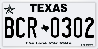TX license plate BCR0302