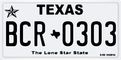 TX license plate BCR0303
