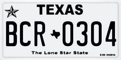 TX license plate BCR0304