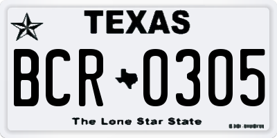 TX license plate BCR0305