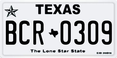 TX license plate BCR0309