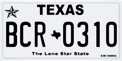 TX license plate BCR0310