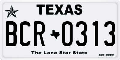 TX license plate BCR0313