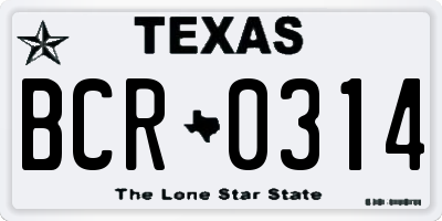 TX license plate BCR0314