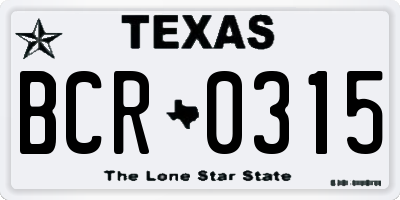 TX license plate BCR0315