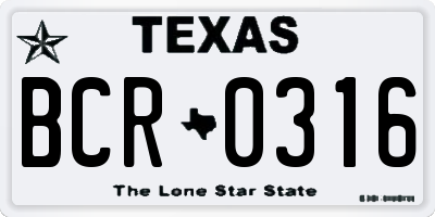 TX license plate BCR0316