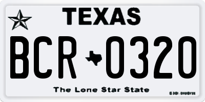 TX license plate BCR0320