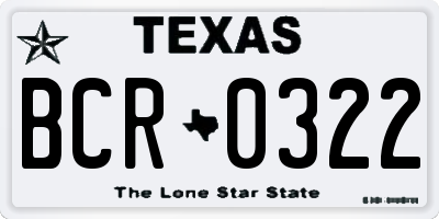 TX license plate BCR0322