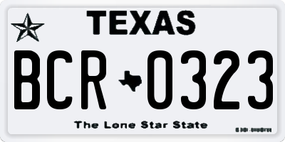 TX license plate BCR0323