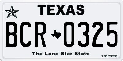 TX license plate BCR0325