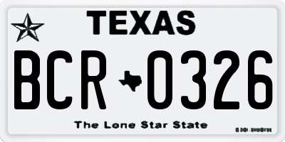 TX license plate BCR0326