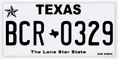 TX license plate BCR0329