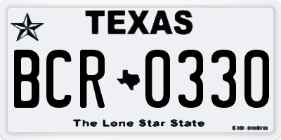 TX license plate BCR0330