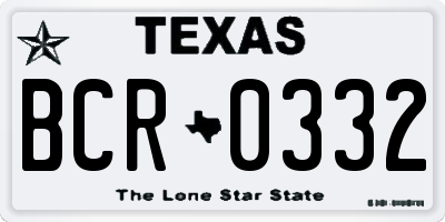 TX license plate BCR0332