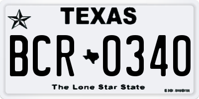 TX license plate BCR0340