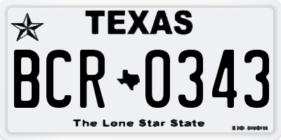 TX license plate BCR0343