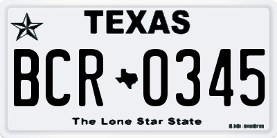TX license plate BCR0345