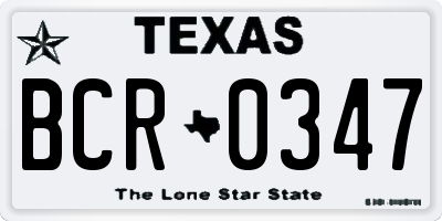 TX license plate BCR0347